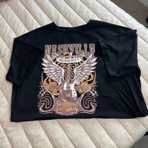 Black Graphic Tee with Nashville Design
